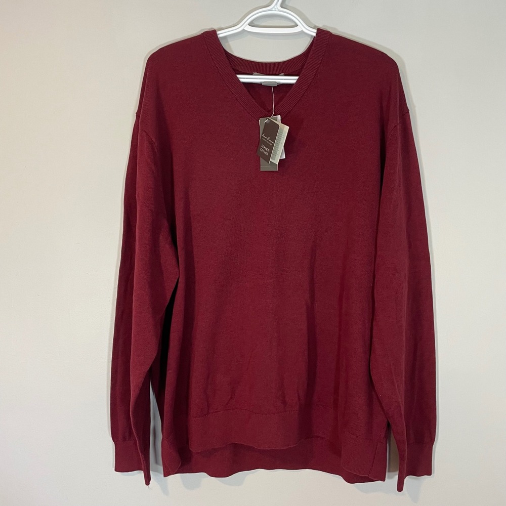 Daniel Cremieux Signature Collection Mens XXL Supima Cotton V-Neck Sweater Red